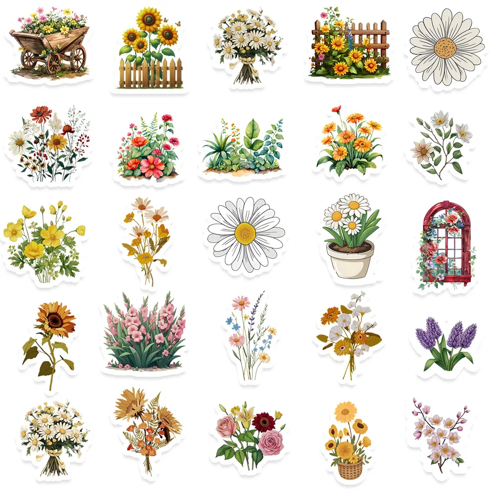 50 قطعة من ملصقات بيوت الزهور حساب اليد ديكور دفتر اللوحي مقاوم للماء ملصقات سكرابوكينغ ذاتية الصنع شارات أشياء لطيفة #4