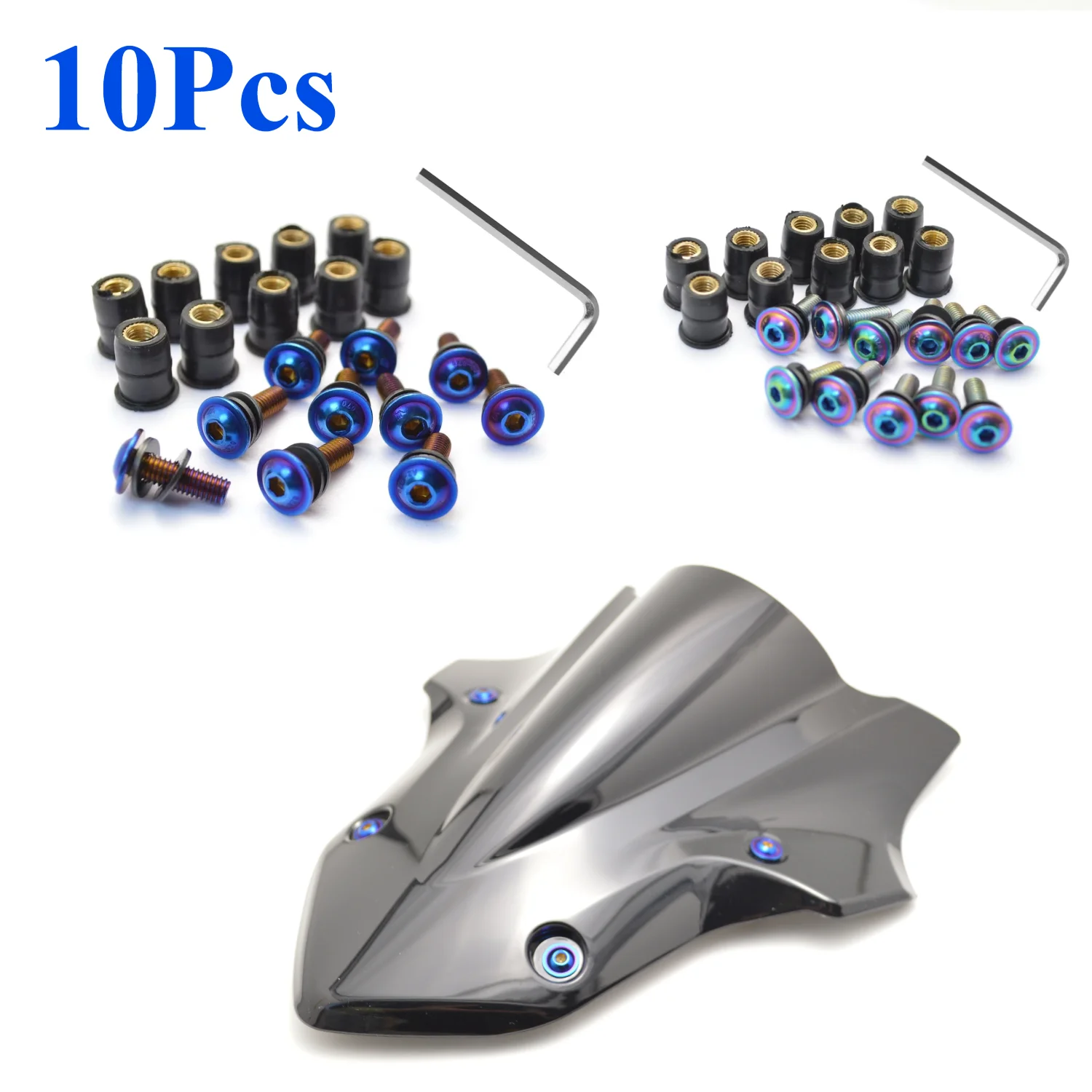 

10Pcs M5x16 Stainless Steel Bolt Mounting Screw Nut Washer for Kawasaki Ninja Honda CBR Suzuki Yamaha