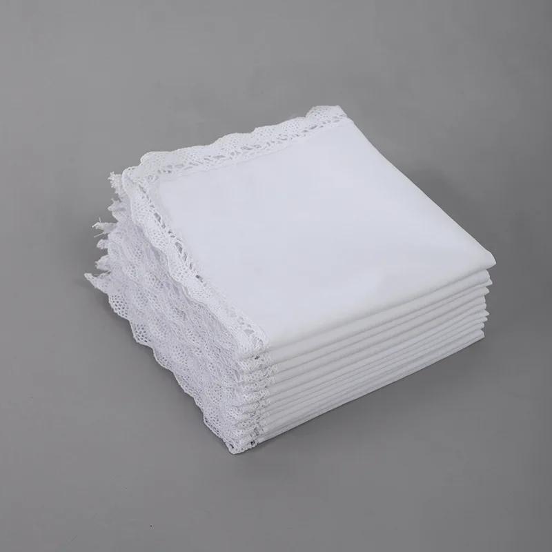 12Pcs Cotton Edge Pure White Handkerchief Graffiti Painting Tie-dye DIY Small Square Towel 32cm