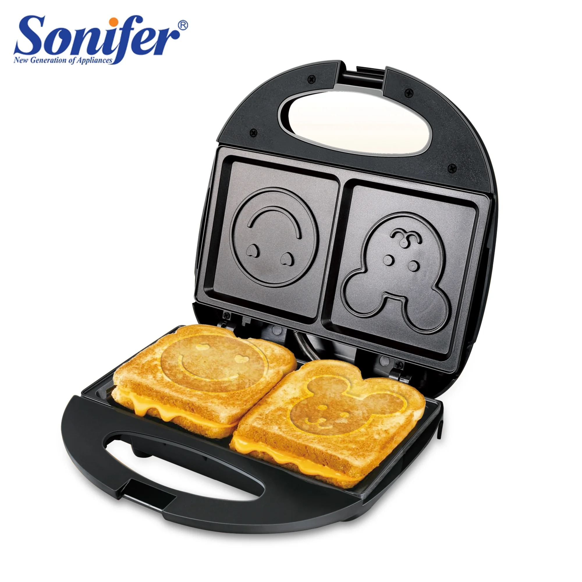 Electric Waffle Maker Smiley Cartoon Plate 750W Cooking Kitchen Appliances Breakfast Waffles Machine Non-stick Iron Pan Sonifer