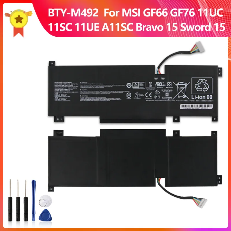 

New Replacement Battery BTY-M492 For MSI GF66 11SC 11UC GF76 11UE A11SC Bravo 15 B5DD Sword 15 17 A11U A11UC Batteries With Tool