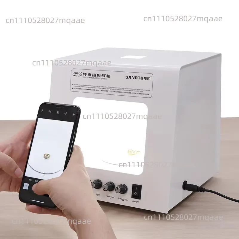 Photo Box Studio Electric Turntable Photo Box Small Still Life 360 Degree Rotation Metal Cabinet