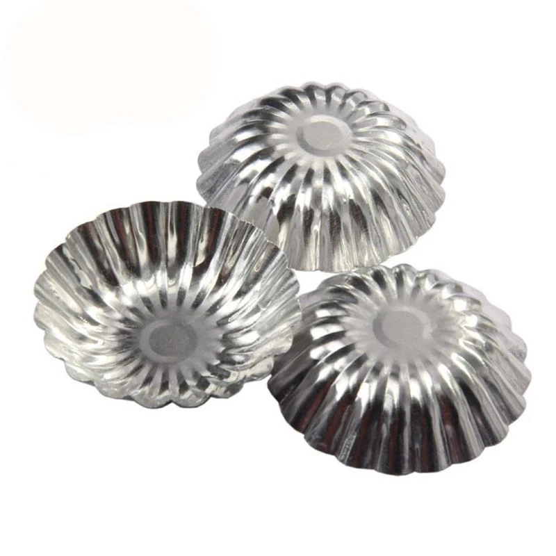 50pcs Egg Tart Molds Aluminum Brioche Mold Resuable Tart Pie Pan Non-stick Baking Tool for Tart Shells Cupcakes Muffin Pudding