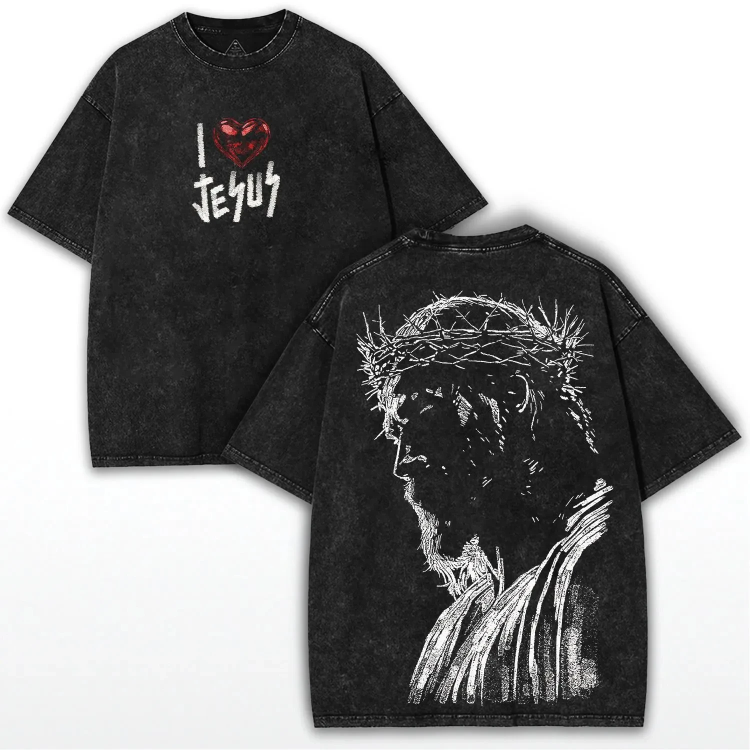 خمر غسلها يسوع المسيح الجرافيك طباعة القطن تي شيرت للرجال النساء Y2k Prue القطن القوطي تنفس كبيرة الحجم Unseix المحملة