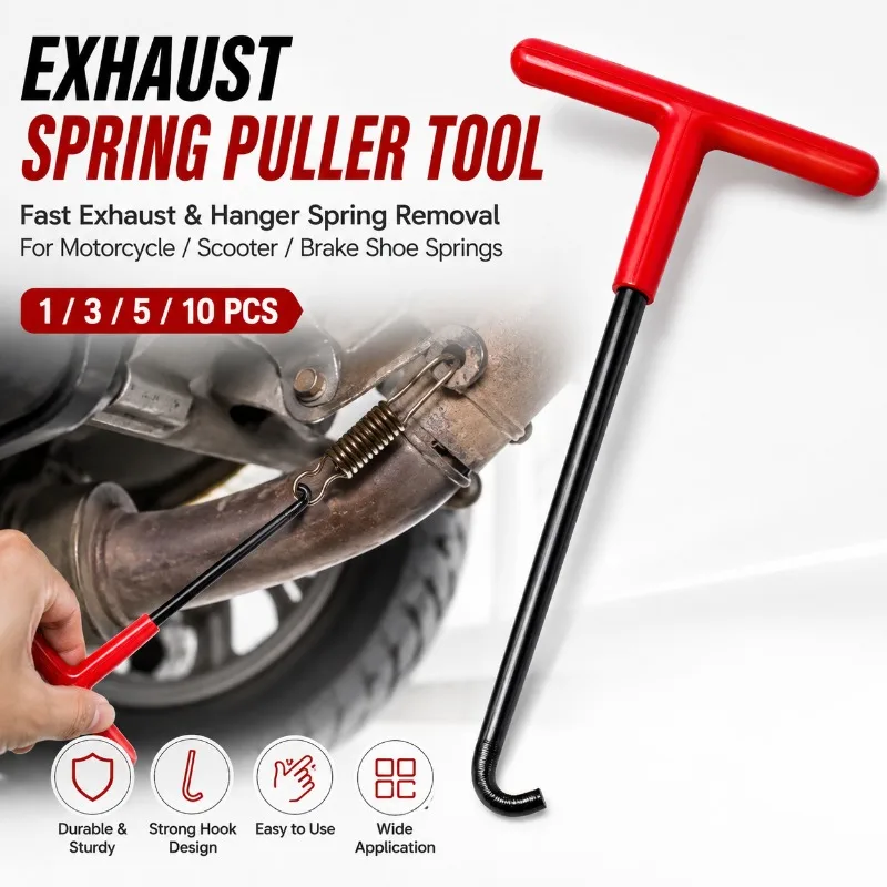 1/3/5/10PCS Motorcycle Exhaust Spring Puller T-Handle Hook Tool for Muffler Hanger Brake Shoe Side Stand Spring Removal Tool
