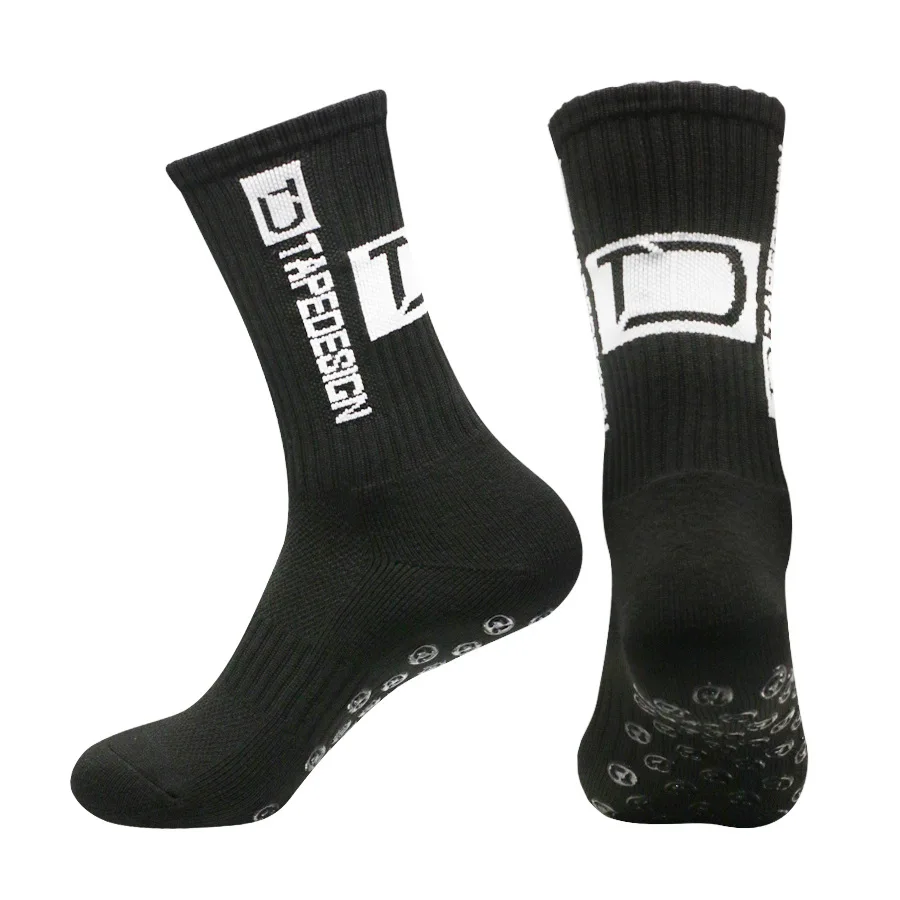 Calcetines de Ciclismo de fútbol para hombre y mujer, medias medianas, parte inferior de toalla de silicona, antideslizantes, para correr, 39-45