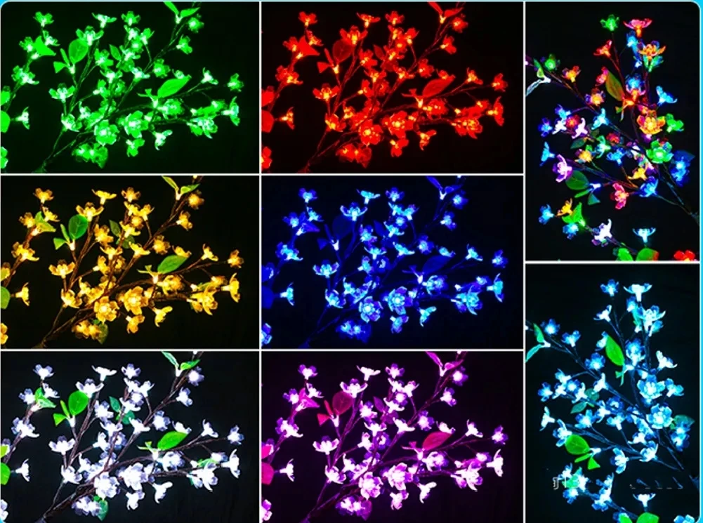 Lampu pohon Natal Led bunga sakura 1.5m 432 Led, lampu pohon Natal Led luar ruangan warna Rgb untuk dekorasi Festival lanskap taman