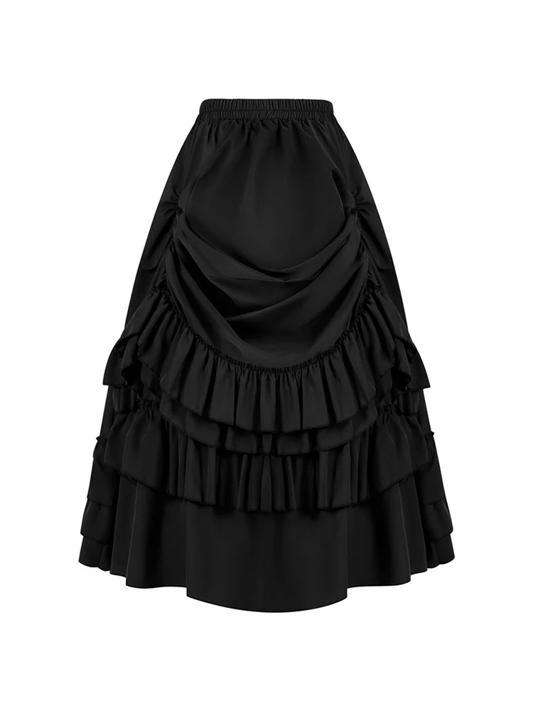 Ruffled High Waisted Long Victorian Skirt Steampunk Skirts Womens Party Wear Gothic Vintage Clothes Medieval Costume Sexy