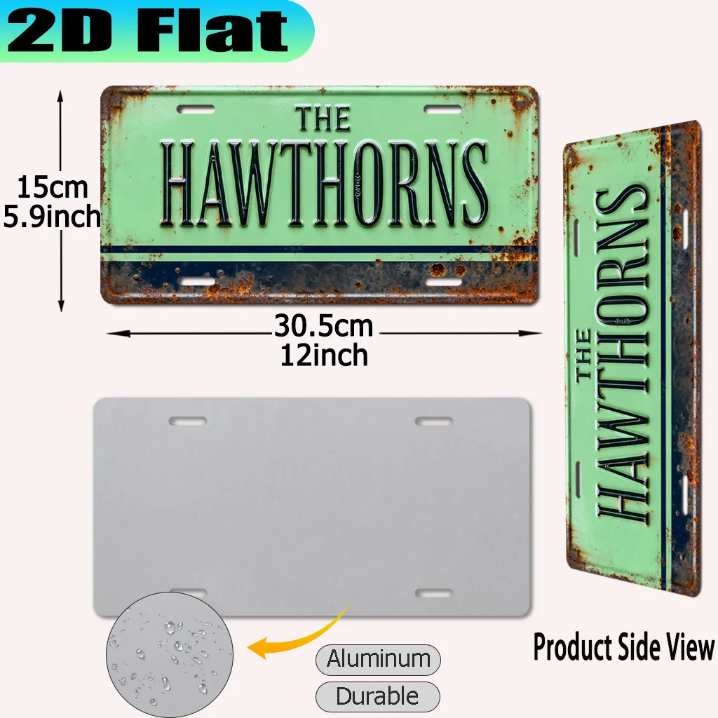 2D Flat - 【2D Flat】 2D Flat - [2D Flat] 2D Flat Printing, 1pc, Vintage Aluminum Sign for Hawthorn Court, (12X6 Inches), Sports-T