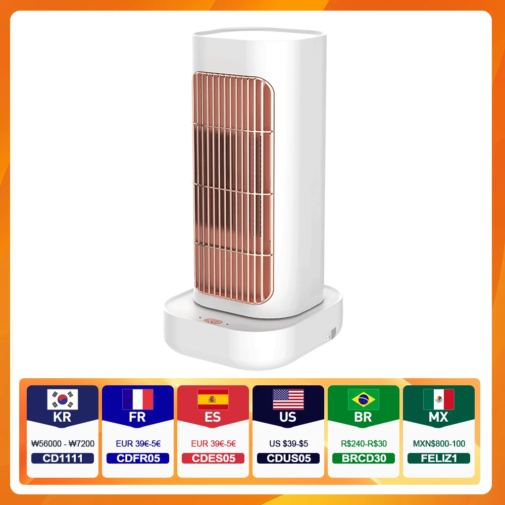 1300W Portable Electric PTC Fan Heater Bathroom Living Room 90° 2-speed Temperature Shake Head Low Noise House Warmer Machine