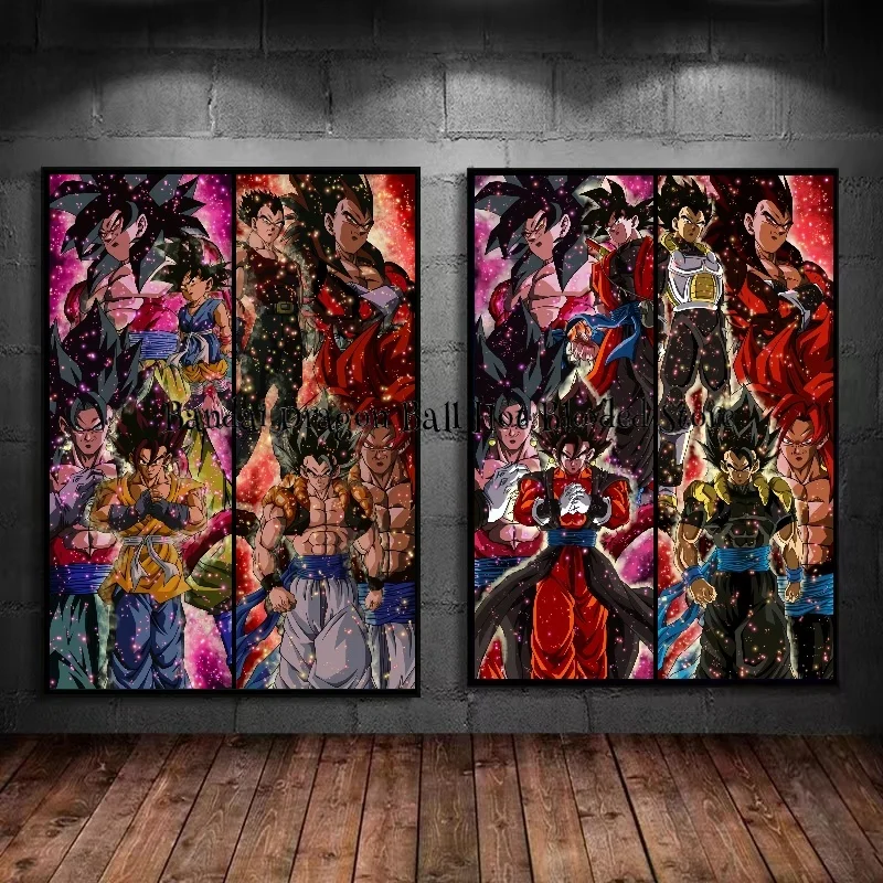 Dragon Ball Decorative Painting Super Saiyan Sun Wukong Vegeta Japanese Anime Hanging Picture Living Room Bedside Mural