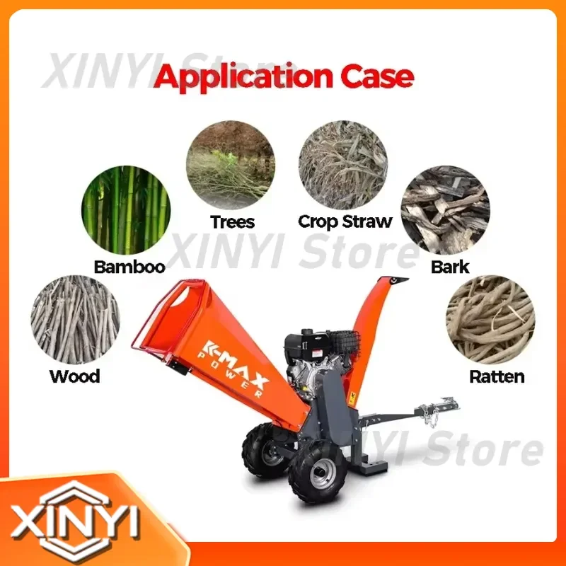 TUV CE Approved 15HP 4-Stroke oline Wood Chipper Mulcher Auto Feed Mini Shredder