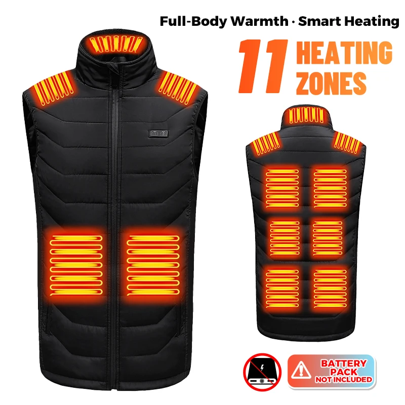Electric Heating Vest Men 11 Zones 3 Gear USB Heater Winter Warm Gilet Inner Liner For Outdoor Camping Hiking Thermal Coat Top