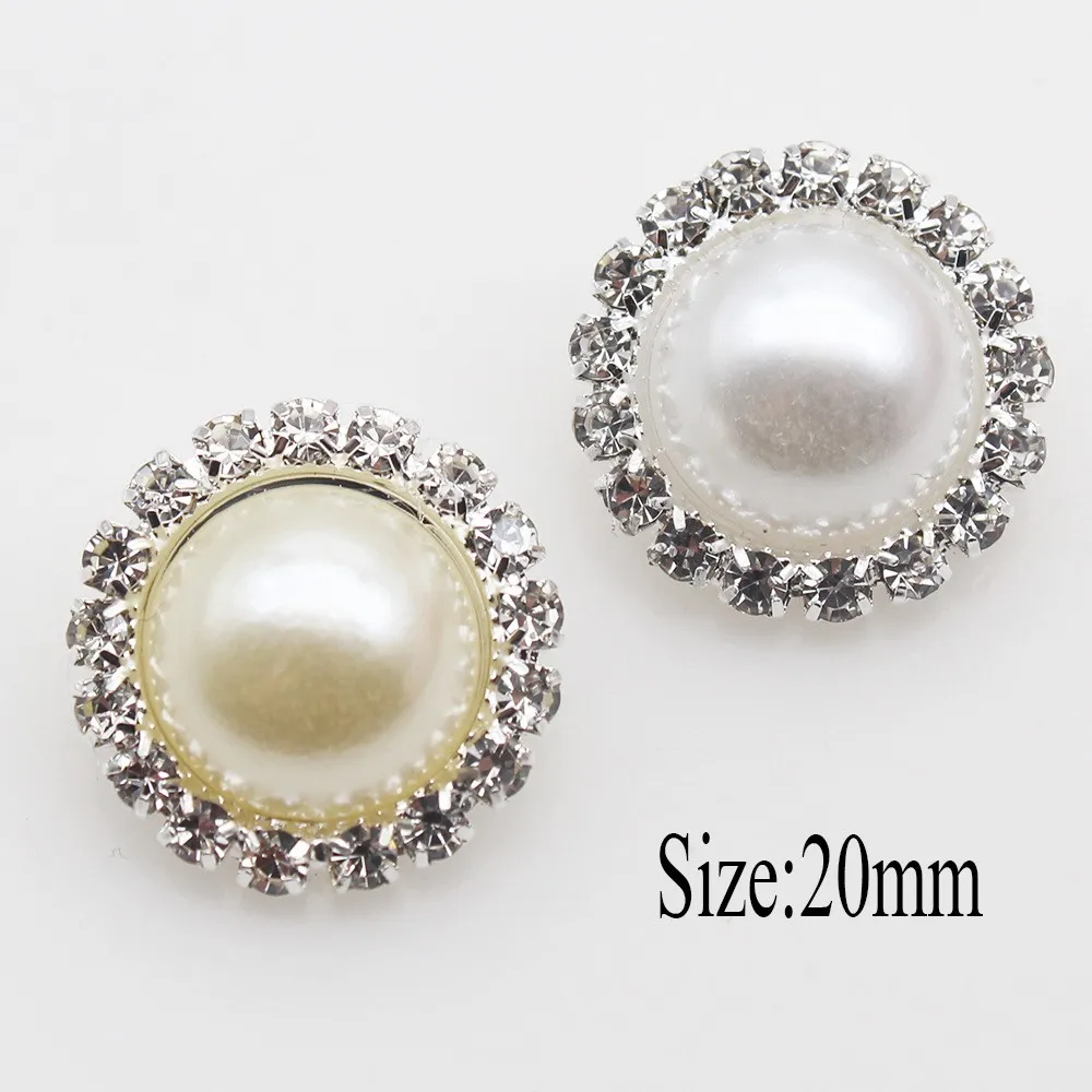 New 10Pieces/Batch 20mm Silver Plated Circular Pearl Metal Buttons DIY Hand Sewn For Clothing Bow Decoration Accessories