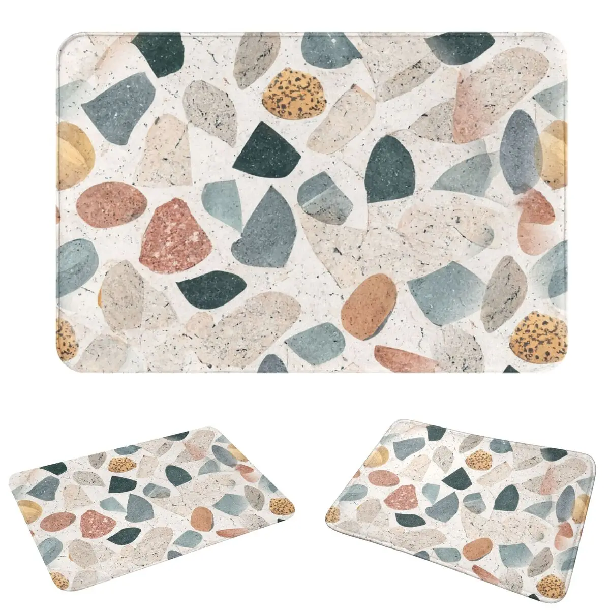 Seamless Terrazzo Stone Pattern Doormat Sand Scraping Carpet Rug Kitchen Entrance Home Floor Mat for Bathroom Footpad Mats