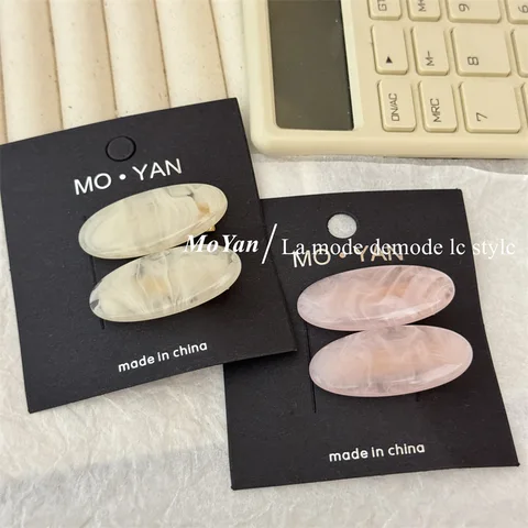 Симпатичная заколка для волос контрастного цвета для женщин, овальная заколка для челки из ацетата, заколка-утка для девочек, темпераментный головной убор, аксессуары для волос овальная заколка для волос купить - №5