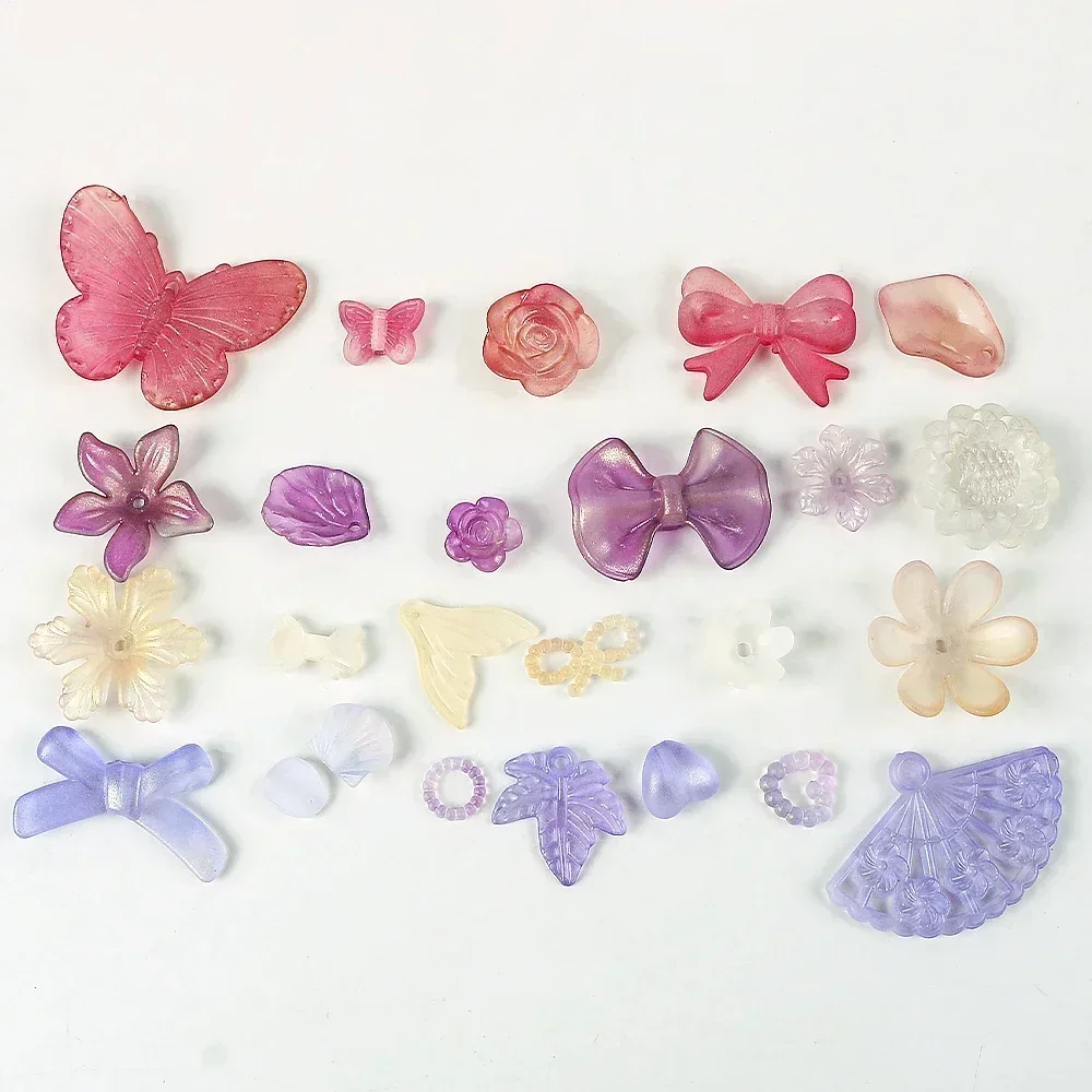 

20g Flowers Butterfly Acrylic Beads Matte Leaves Beads for DIY Handmade Phone Chain Bracelet Jewelry Making Accessories