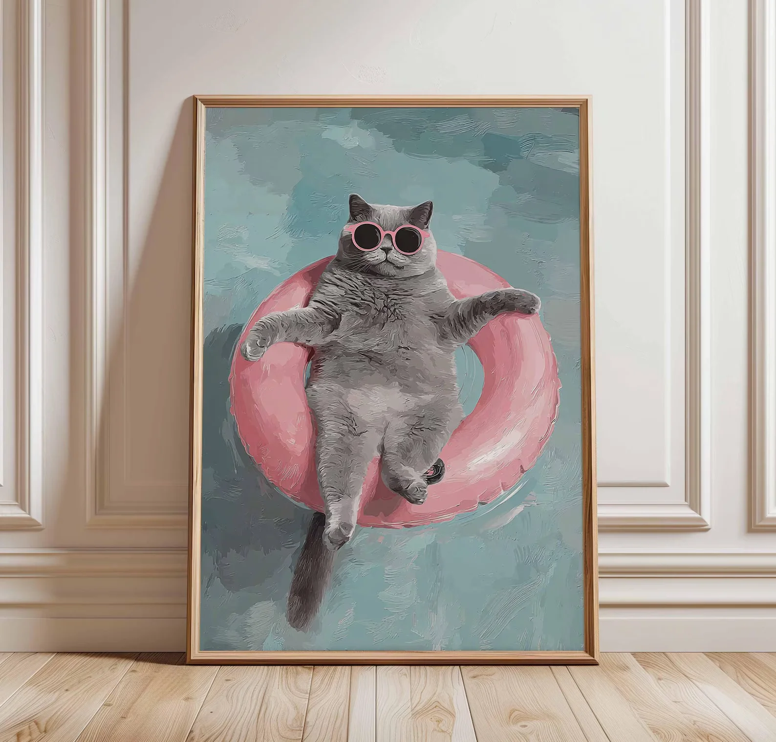 (No frame)Funny Cat Poster, Floating Cat Art Print,  High‑Grade Home Decoration Artwork for Bedroom, Living Room, Office & In