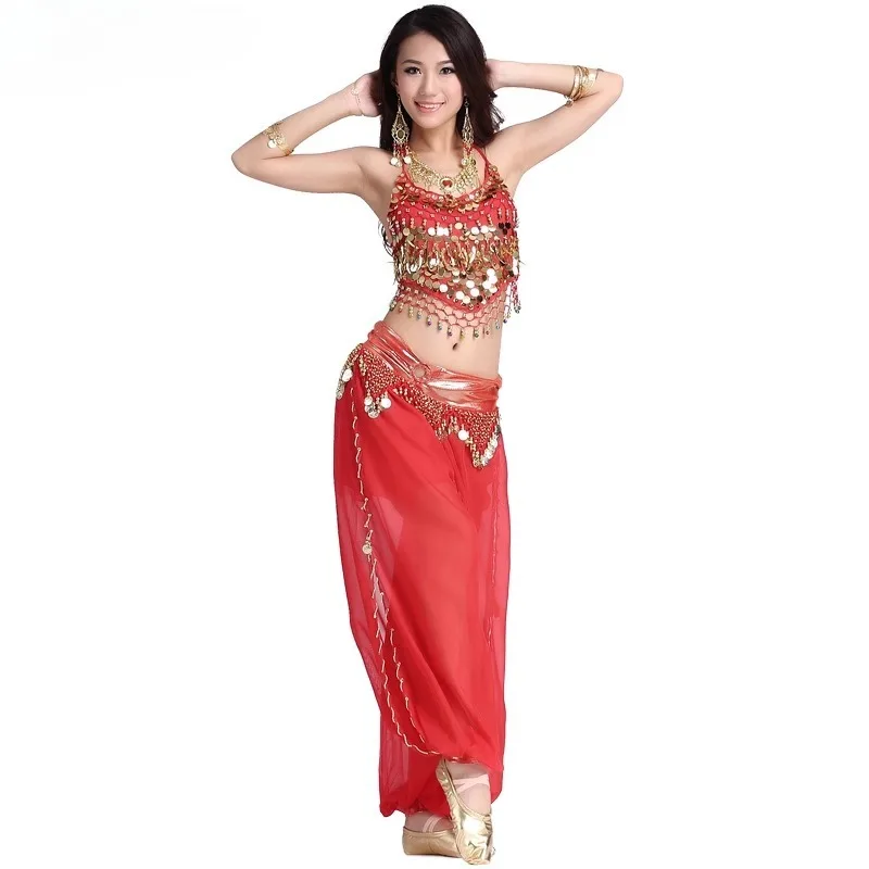 

Индивидуальный комплект для индийского танца, костюм для взрослых, сексуальные женские костюмы для танца живота, топ и брюки