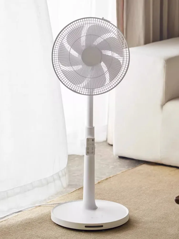 Floor-Mounted Electric Fan Household Light Sound Bedroom Large Wind Air Circulation Fan White Remote Control Mute Liftable
