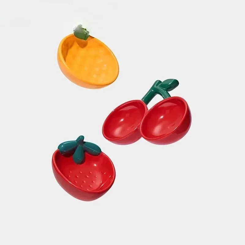 Fruit party series pets, ceramic bowl to protect the cervical spine oblique mouth, anti-knock feeding bowl, cat and dog bowl