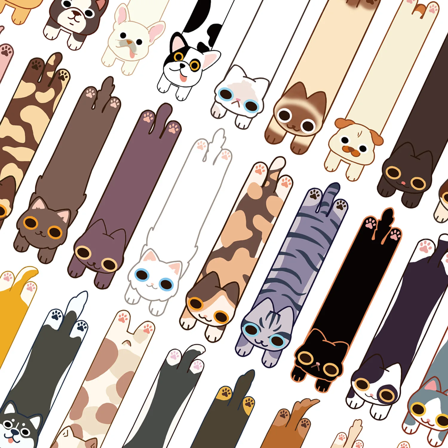 30Pcs Cartoon Cat and Dog Series Simple Handheld Art Creative Material Ins Reading Paper Bookmark DIY