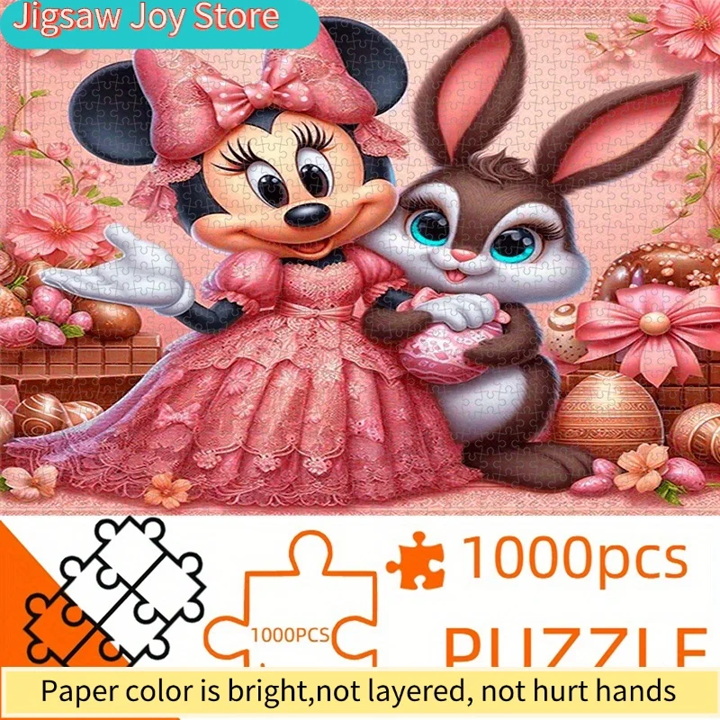 

1000pcs Paper Puzzle, DIY Puzzle, Minnie and Bunny Easter Egg Theme, Adult Puzzle, Paper Puzzle, Suitable for Time Puzzle, Cou