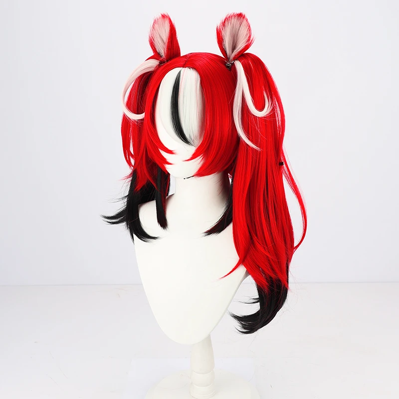 Hololive – perruque Cosplay VTuber Hakos Baelz, avec oreilles, pour Halloween, Anime, avec bonnet de perruque