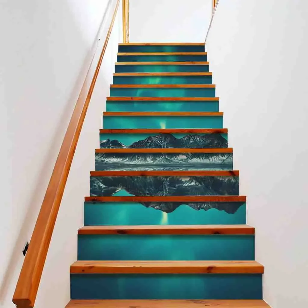 Natural Landscape Stair Stickers Mount Fuji Cherry Blossoms Staircase Murals Beautiful Scenery Stair Risers Decals Home Decor