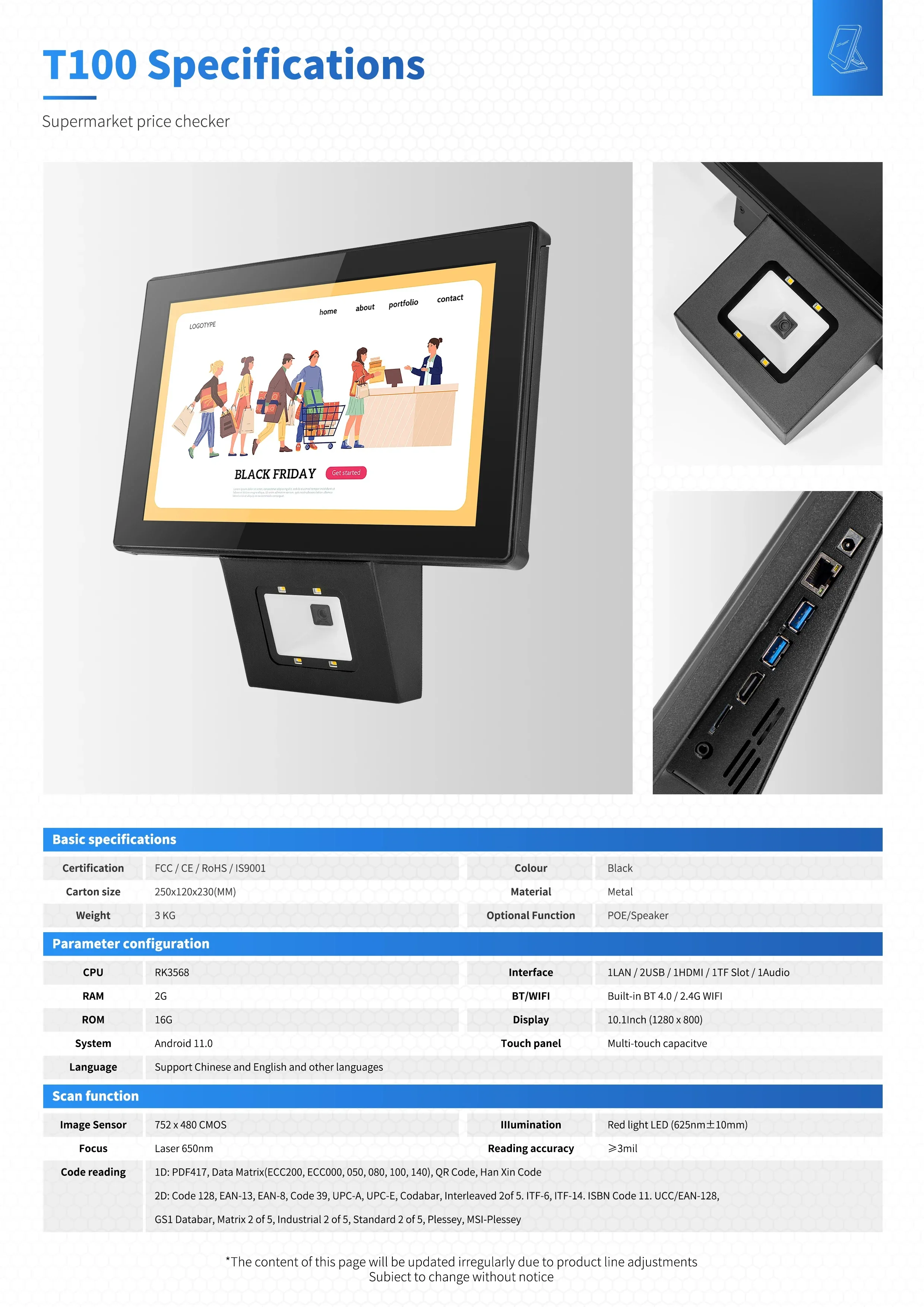 Supermarket Oem Pos System New Design Price Checker Barcode Scanner for Restaurant Store