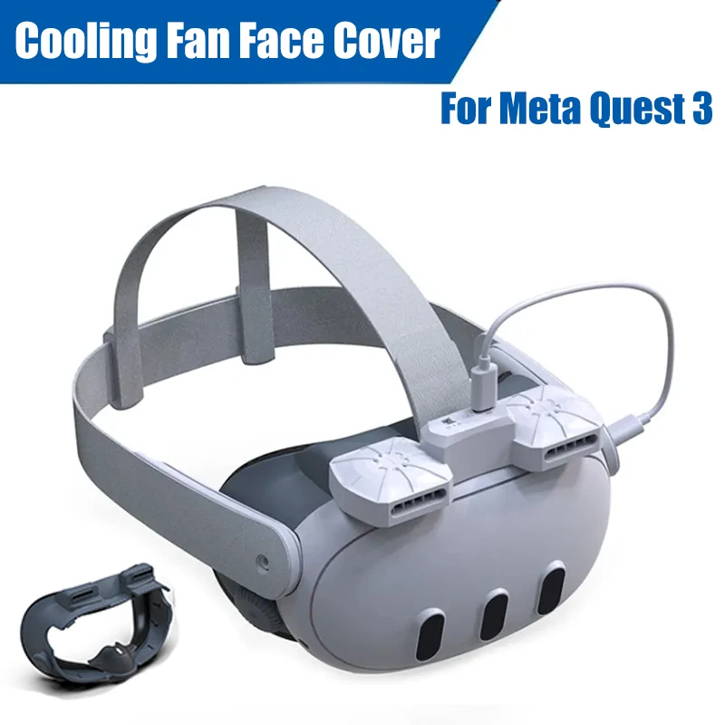 Face Cover For Meta Quest 3 VR Cooling Fan Headset Air Circulation Breathable Facial Interface Face Cover for Quest 3