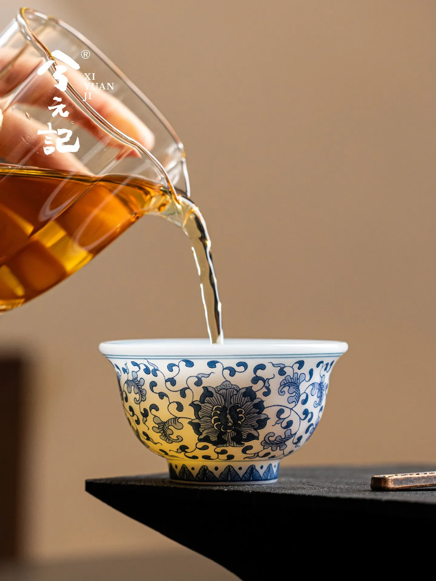 High-End Blue And White Jade Porcelain Ceramic Teacup Press Master Cup Personal Tea Set