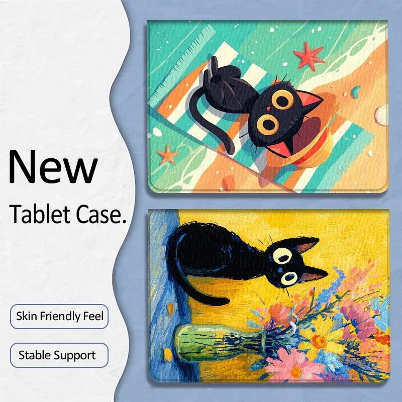 

Cute Black Cat Flowers For Samsung Galaxy Tab A7 A A8 A9 A11 S6 S11 10.1 10.4 10.5 Inch Lite PLus Soft Tablet Case Gift