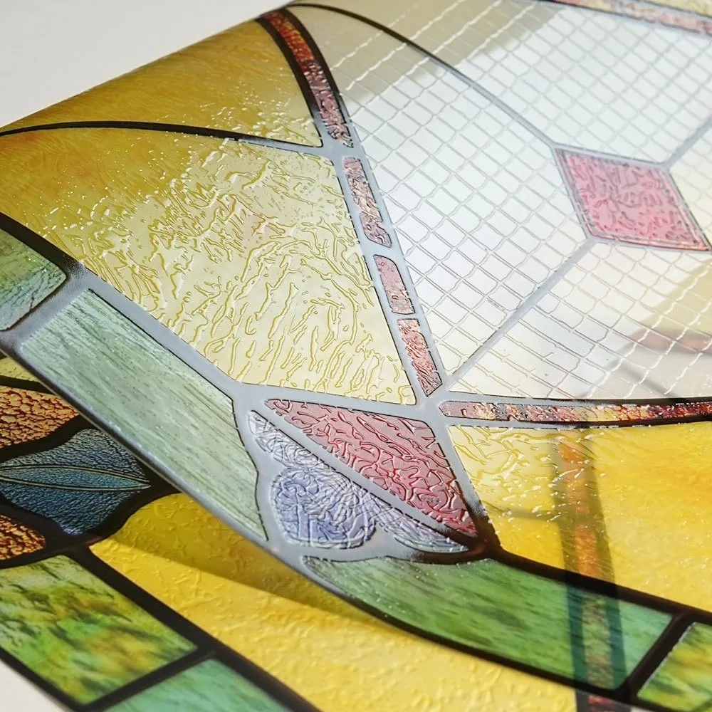 Statisch Haftende Gitterfensterfolie Nicht-Klebend 3D-Design Statisch Haftende Folie Regenbogenmuster Blendschutz Dekorative Fensterfolie