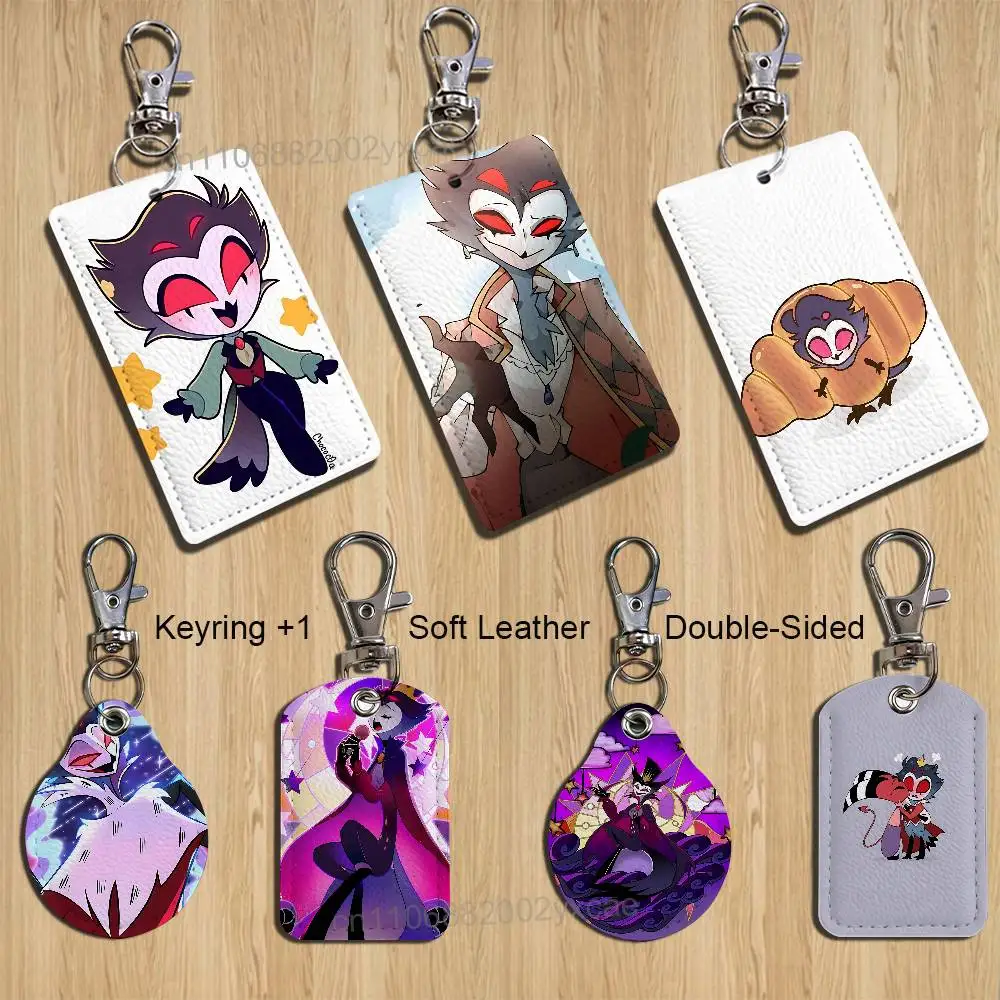 

hot Helluva Boss cool Stolas Card Holder With Keychain Executive Protection For Bank Credit Subway Bus Case