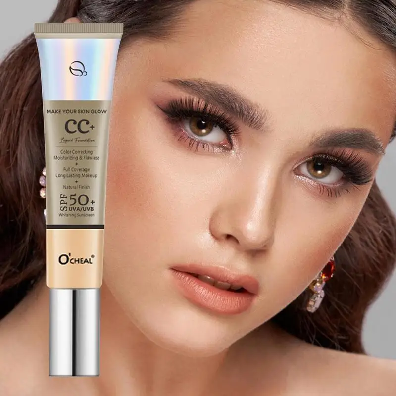 CC Cream Color Correcting Cream SPF 50 Sunscreen Full Coverage Foundation Lightweight Foundation Moisturizing Brightening Face