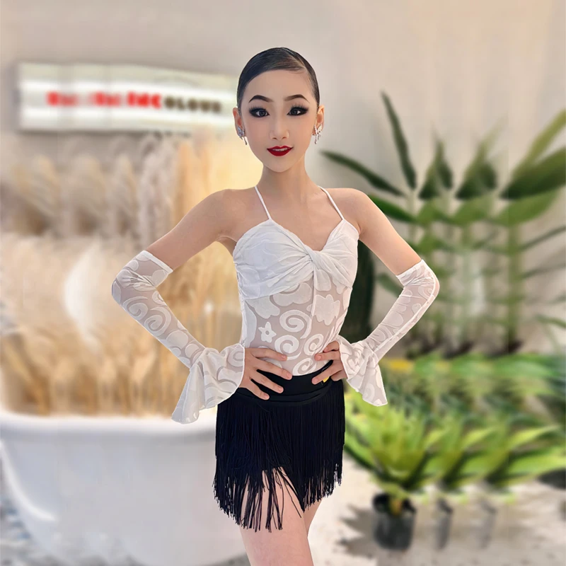 

Latin Dance Training Costume Girl New Children's Performance Costume Competition Regulations Latin dance dress