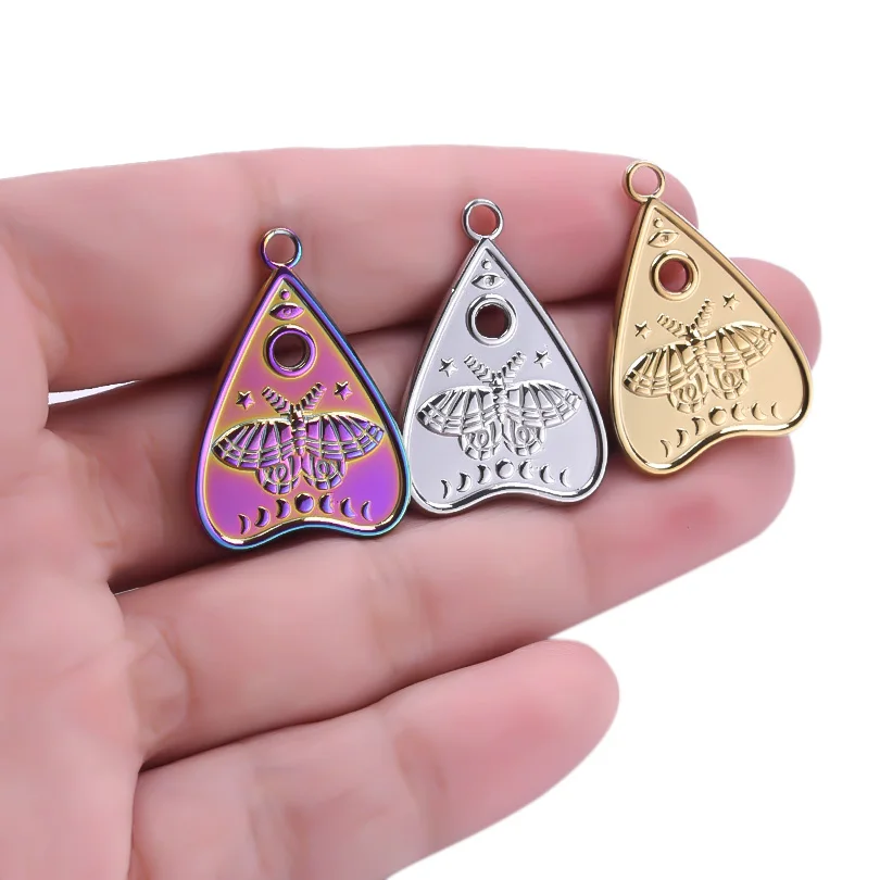7pcs/Lot Peach Heart Circular Hollowing Fashion Pendant Butterfly Star And Moon Stainless Steel Charms Making Diy Craft Fittings