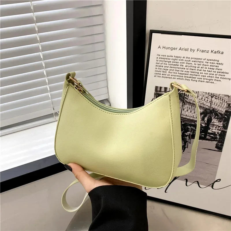 New Women\'s Fashion Handbags Retro Solid Color PU Leather Shoulder Underarm Bag Casual Women Handbags Designer Bag for Women