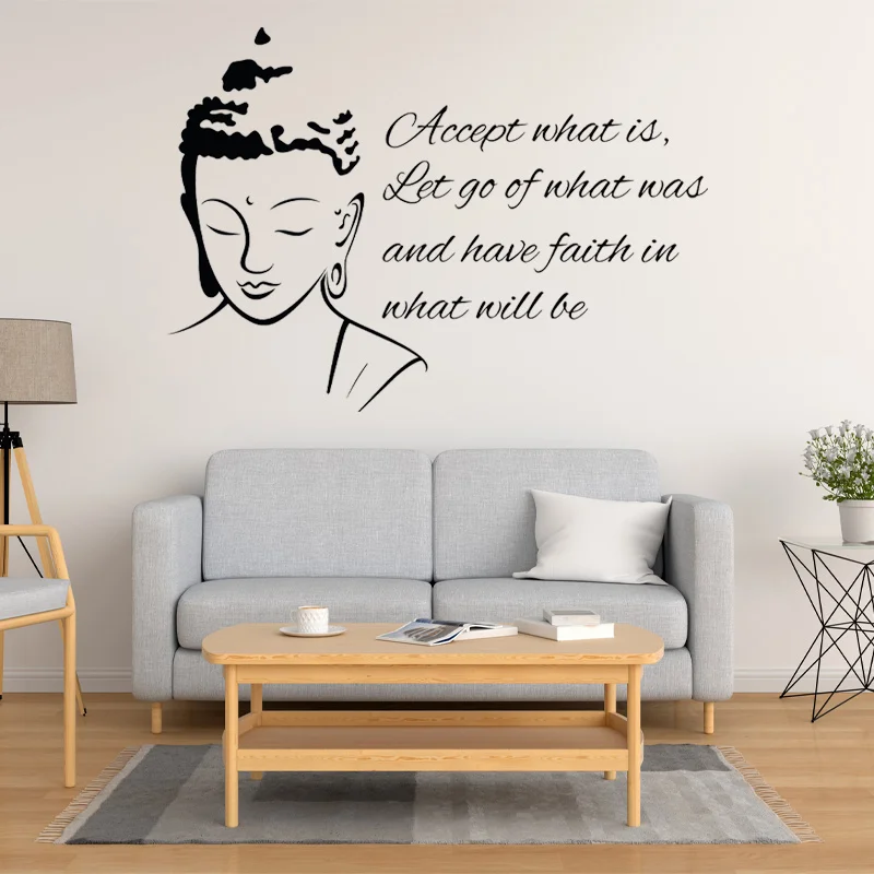 Religious Culture Temple Quotes Buddha Wall Sticker Yoga Vinyl Home Decor Living Room Bedrom Wall Decals Removable Murals 3B61