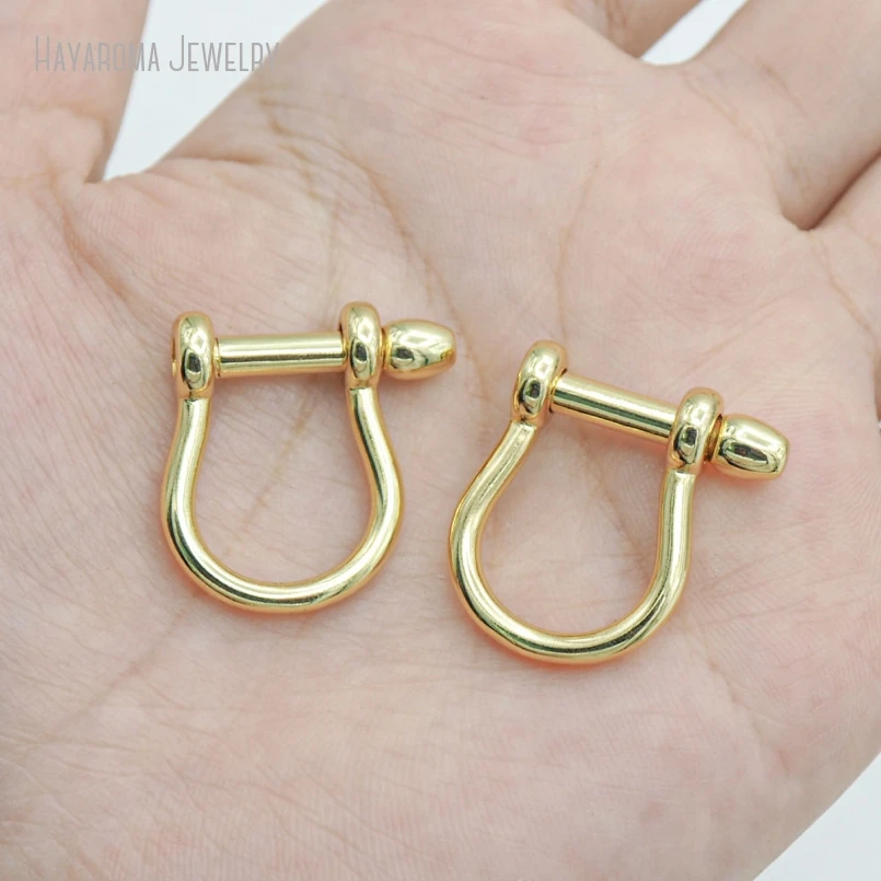 

10Pcs Gold Color Carabiner Equestrian Horseshoe Shackle Screw Clasp Lock Pendant Jewelry Finding Charm Gifts