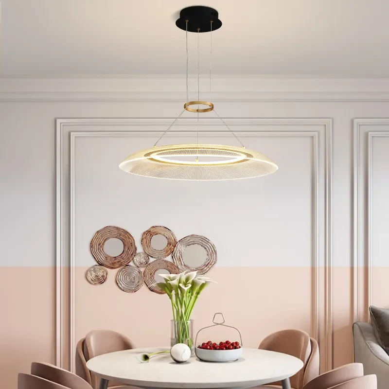 Nordic Modern Acrylic Circle Plate Pendant Lights Living Room Main Suspend Chandelier Bedroom Lighting Fixture Kitchen Lamps