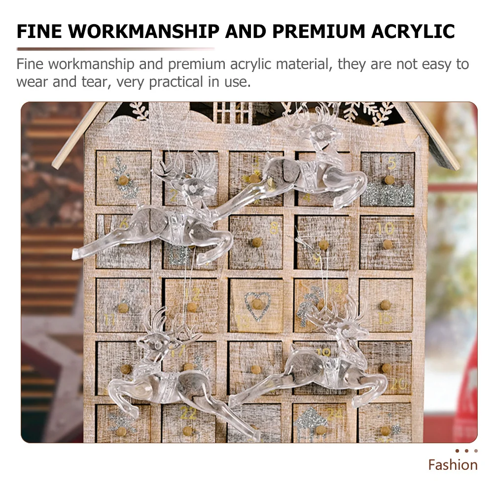 

8pcs Christmas Elk Hanging Ornaments Clear Acrylic Xmas Tree Decorations Elk Shaped Pendants For Holiday Party