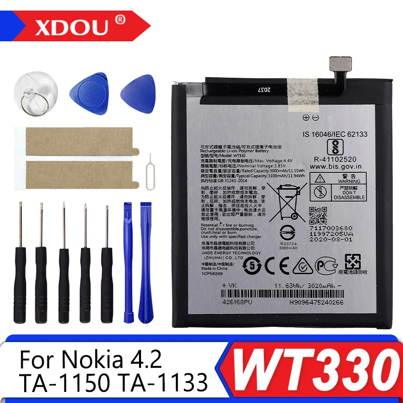 

Совершенно новый сменный аккумулятор WT330 3100 мАч для Nokia 4,2 WT 330 Nokia 4,2 TA-1150 TA-133, аккумуляторы для мобильных телефонов
