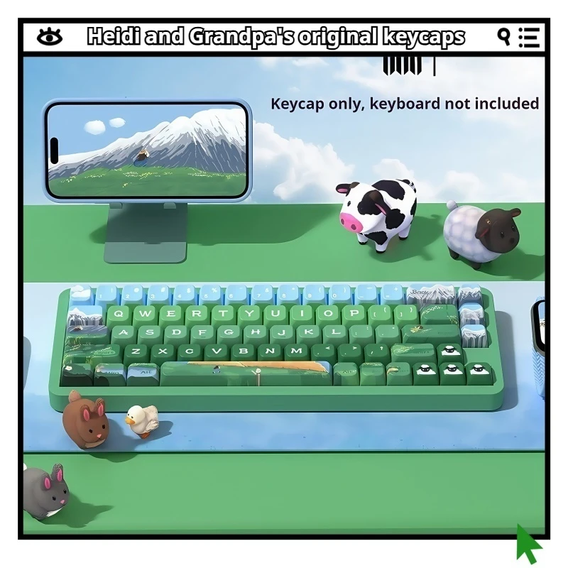 

M-803111 keycaps Heidi and Grandpa MDA/Cherry Profile Height Small Fresh Five sided Heat Sublimation PBT Material Ergonomic Cute