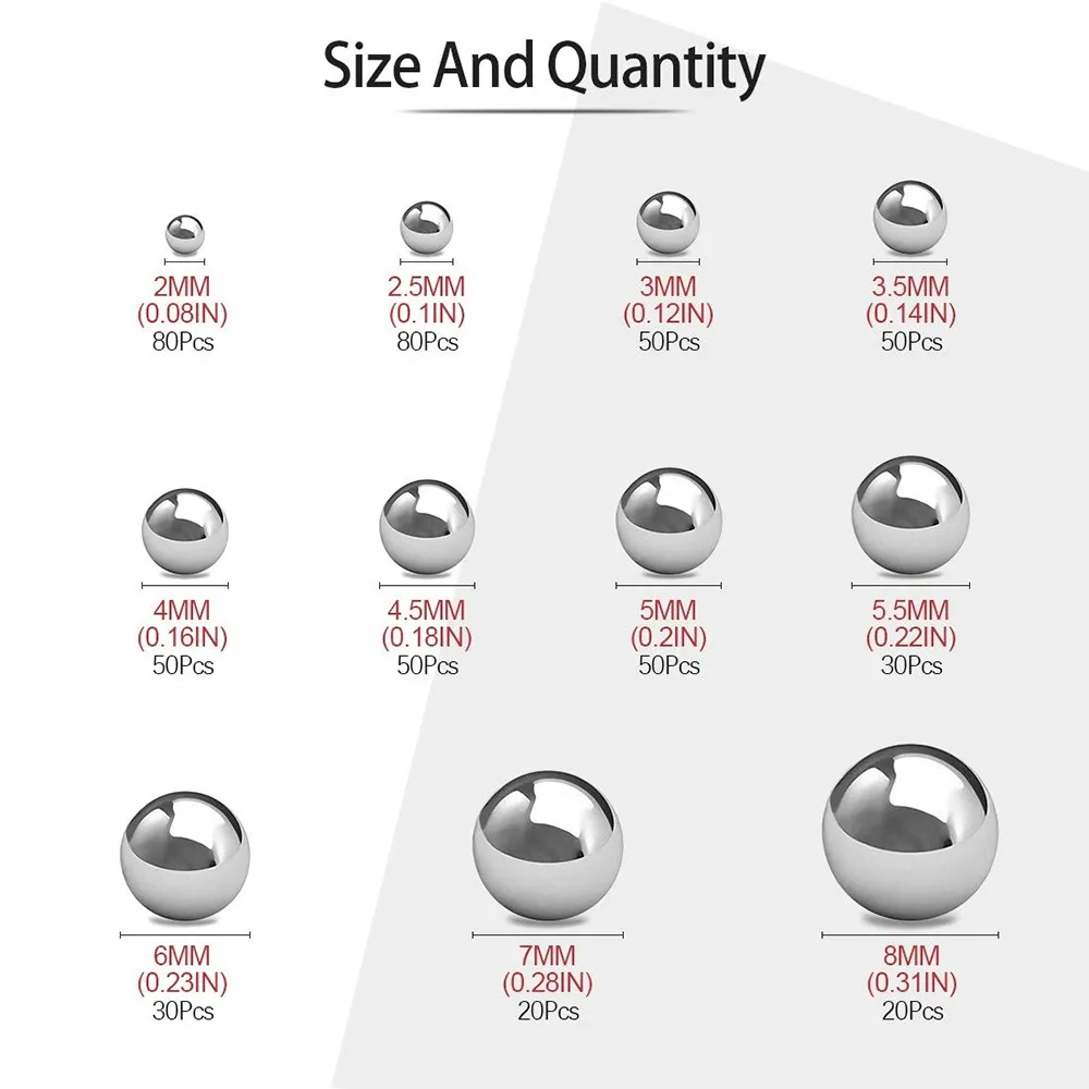 

510 шт., стальной шарикоподшипник, стальная шариковая коробка 2/2,5/3/3,5/4/4,5/5/5/5,5/6/7/8 мм, инструменты, электронные компоненты, автозапчасти, электроинструмент