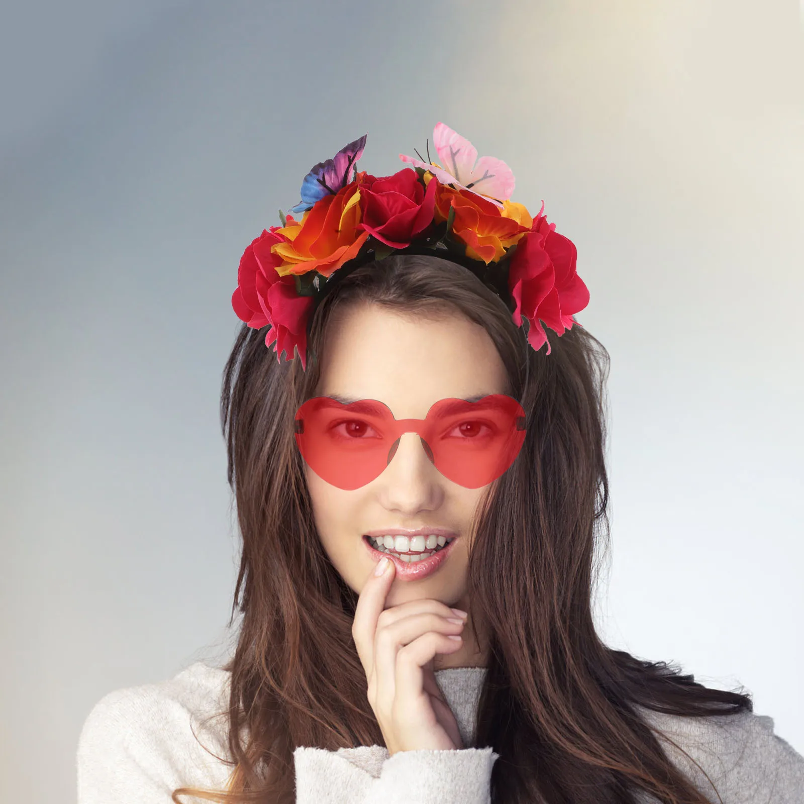 

Colorful Butterfly Rose Hairband For Women Girls Floral Headwear Party Costume Accessories Spring Festival Wedding