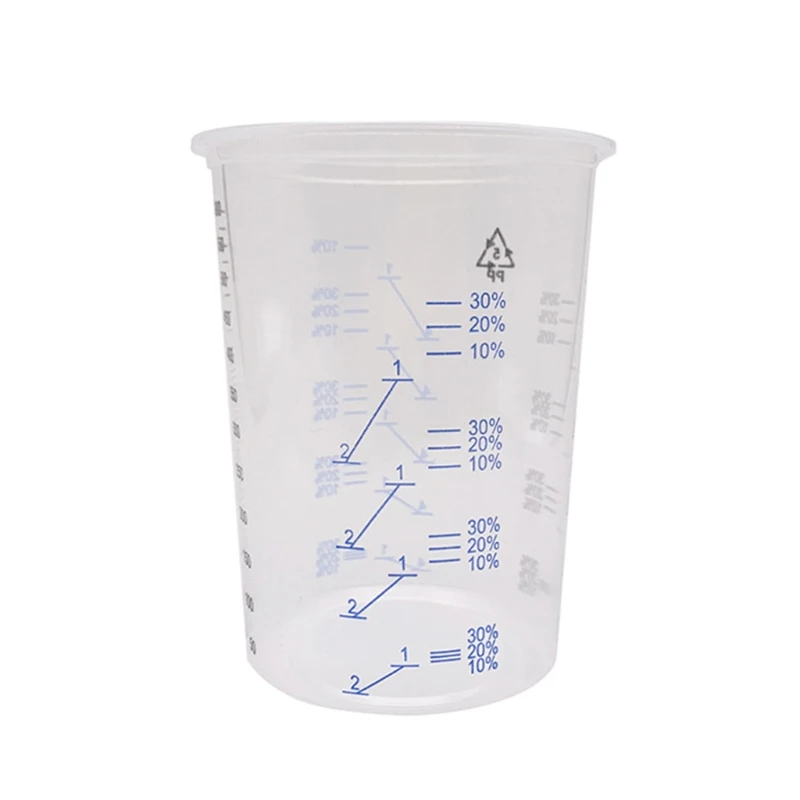 50Pcs Disposable Clear Graduated Plastic Mixing Cups for Paint UV Resin Epoxy 20 Oz 600ml Measuring Ratios 2-1 3-1 4-1