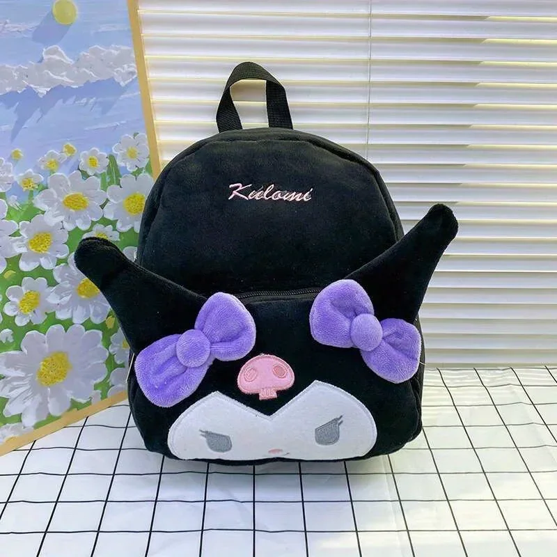 Kawaii Design - Soft Cartoon Characters Kuromi Cinnamoroll & My Melody Plush Backpack Adorable Large-Capacity Backpack