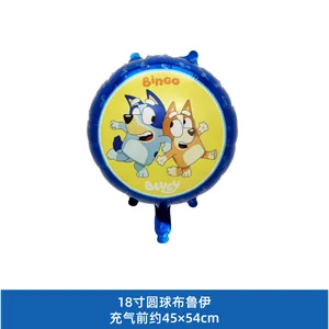 Set Balon Foil Bingo Bluey 7 gaya Balon Keluarga Blueys Anak Perempuan Laki-laki Balon Kartun Hadiah Ulang Tahun Baby Shower Dekorasi Pesta 6 balon biru penjualan terbaik - №